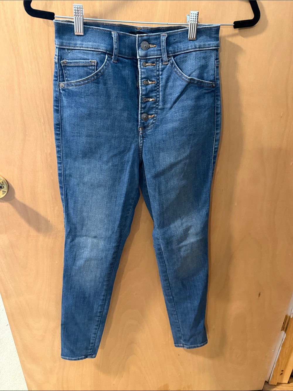 Express High-Rise Button-Fly Jeans — Medium Blue Wash